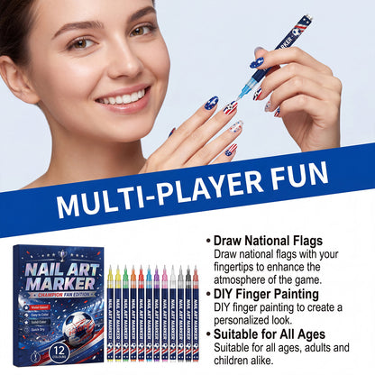 💅⚽12 Colors Fan-Themed Nail Pens｜Fast Dry DIY Nails for Game Day Cheer
