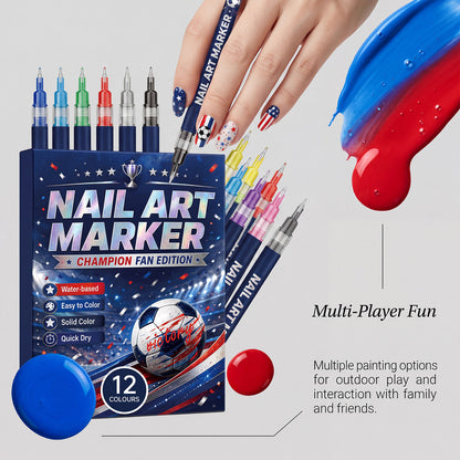 💅⚽12 Colors Fan-Themed Nail Pens｜Fast Dry DIY Nails for Game Day Cheer